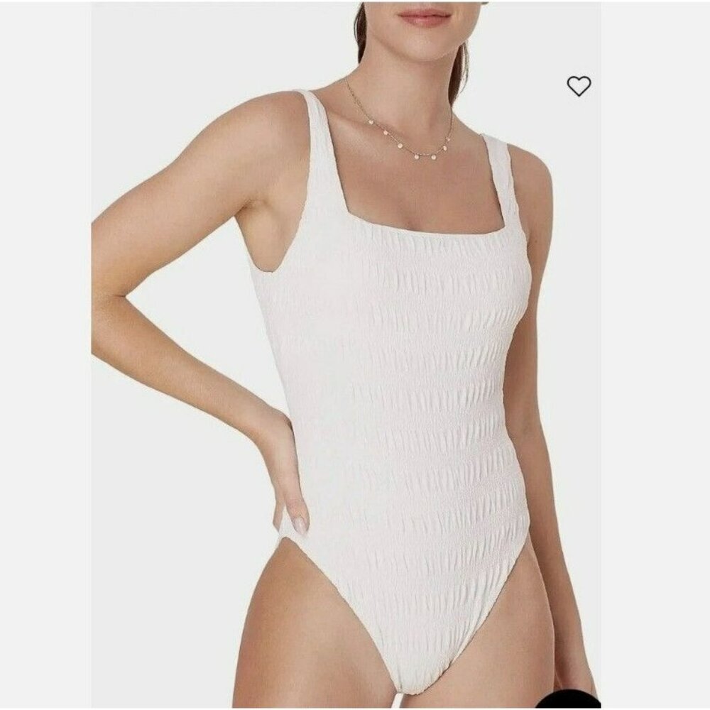 Andie Swim The Miami White One Piece Swimsuit Bridal Size XSmall Lined with Cups